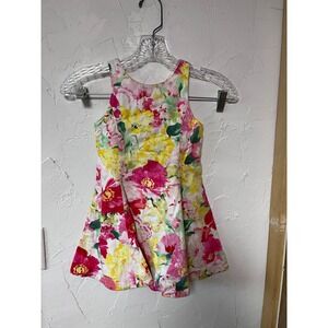 Polo Ralph Lauren Girls Floral Dress Size 4T‎ Button Sleeveless Pink Yellow